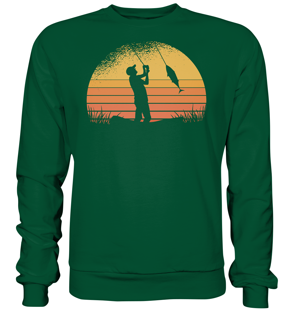 Angler im Sonnenuntergang - Basic Sweatshirt