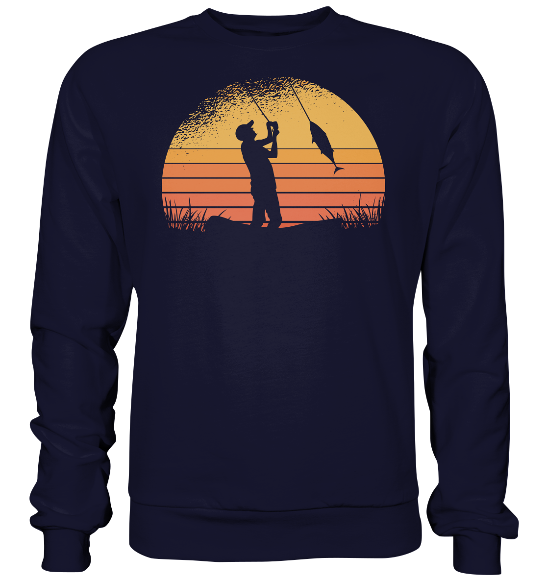 Angler im Sonnenuntergang - Basic Sweatshirt