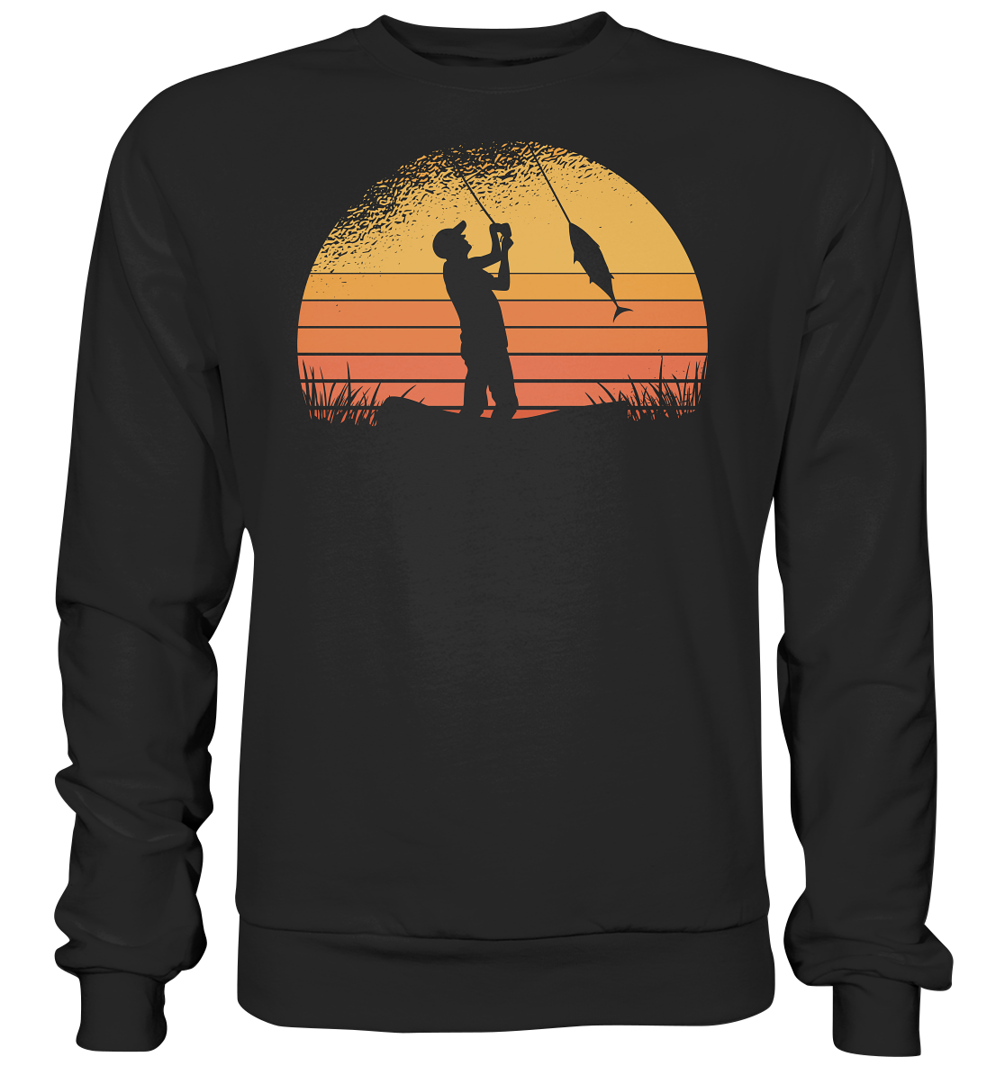 Angler im Sonnenuntergang - Basic Sweatshirt