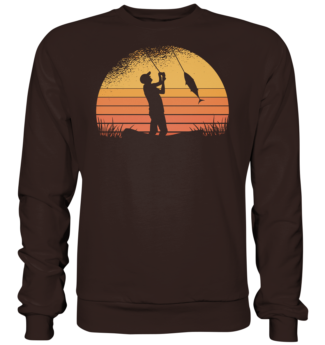 Angler im Sonnenuntergang - Basic Sweatshirt
