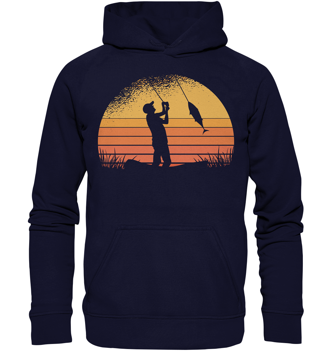 Angler im Sonnenuntergang - Basic Unisex Hoodie
