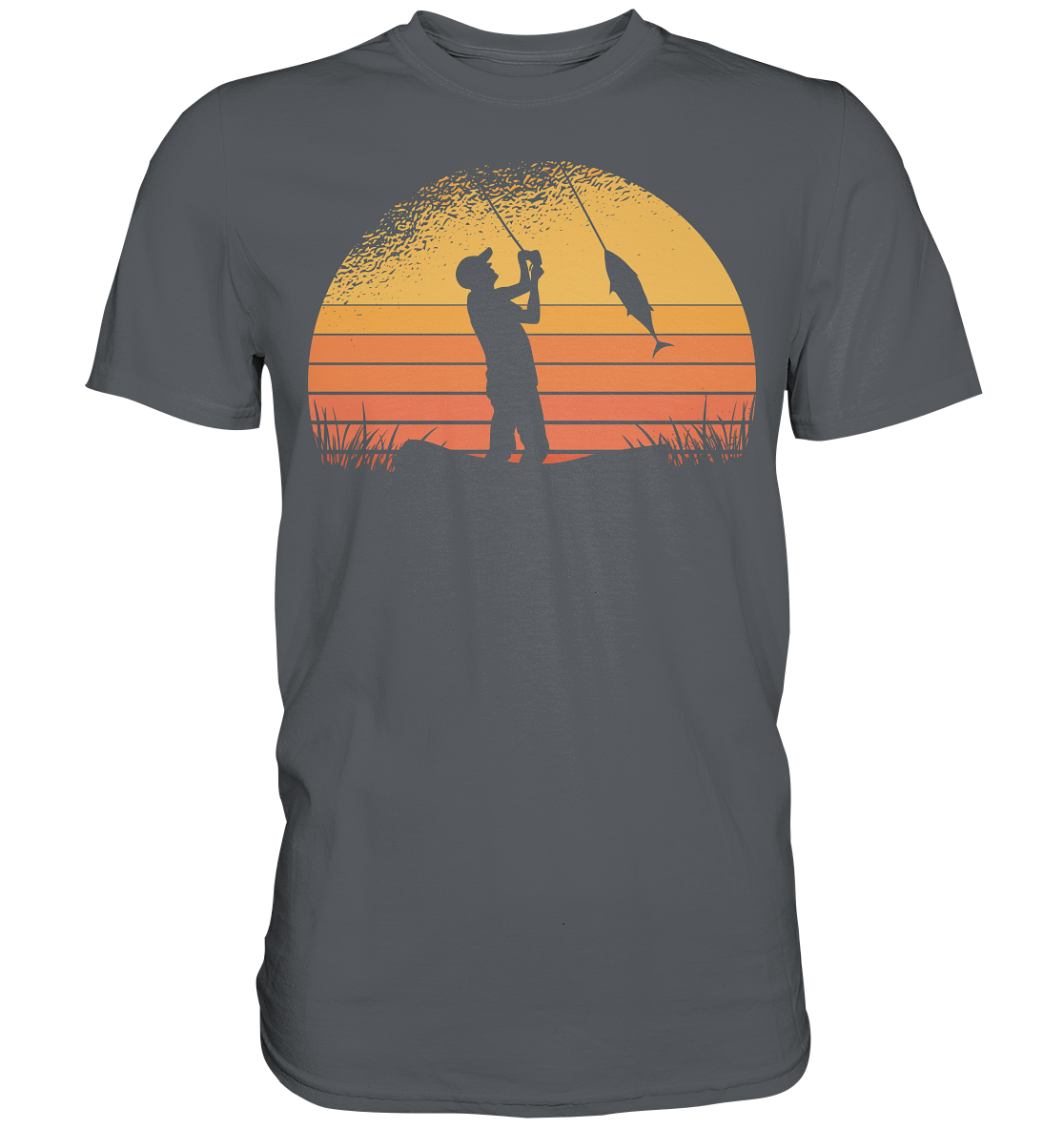 Angler im Sonnenuntergang - Premium Shirt