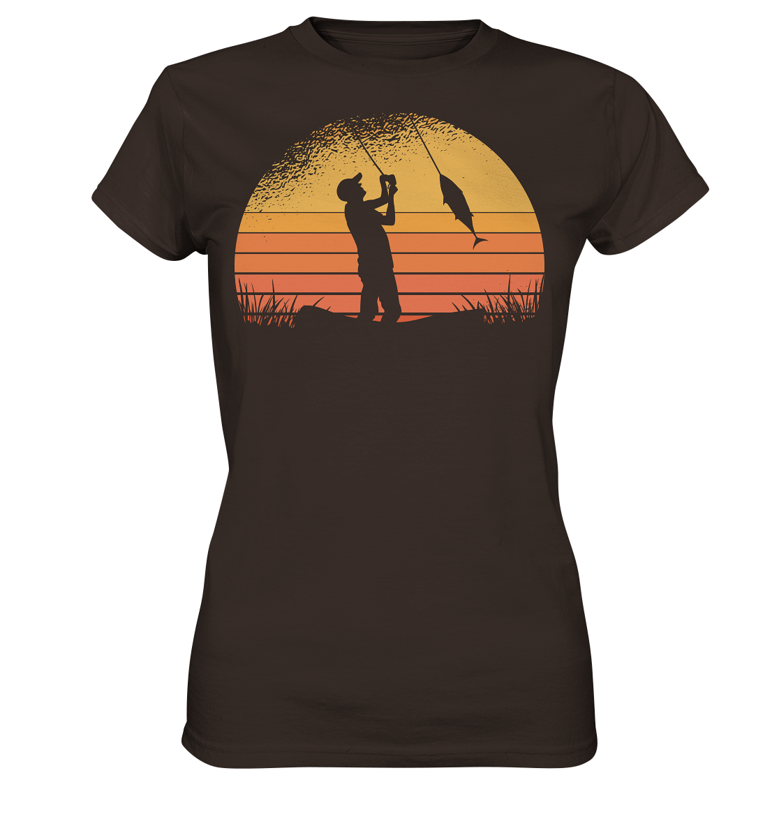 Angler im Sonnenuntergang - Ladies Premium Shirt