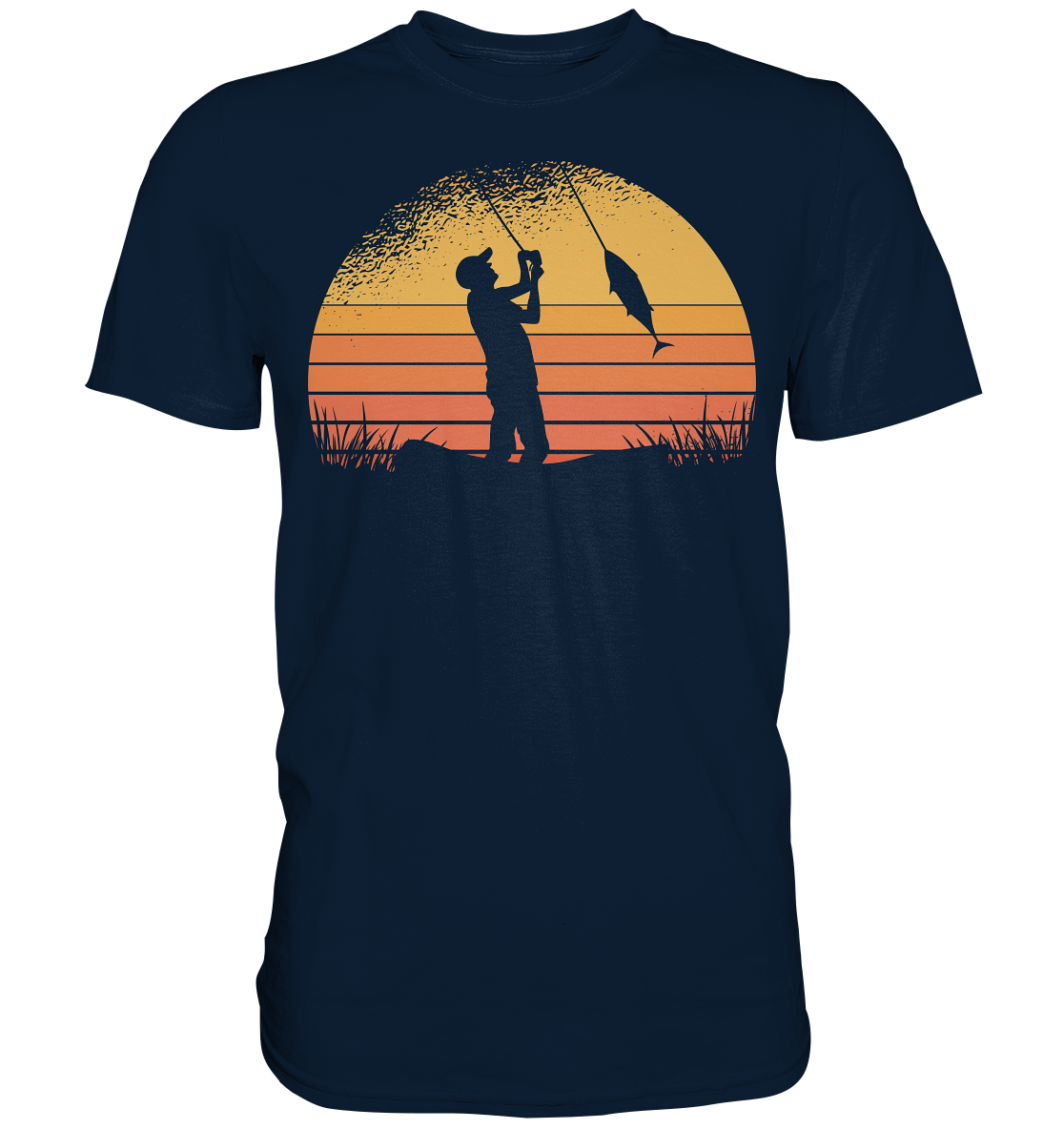 Angler im Sonnenuntergang - Premium Shirt