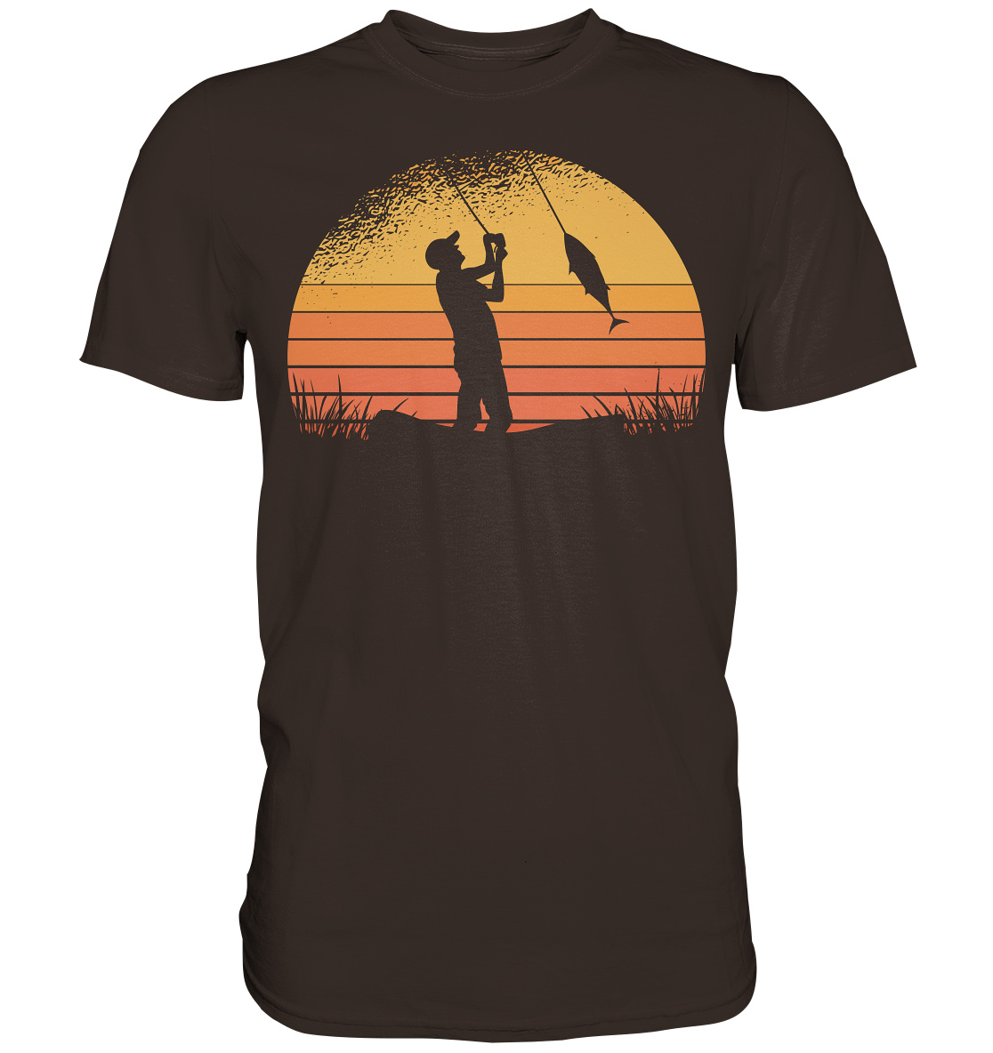 Angler im Sonnenuntergang - Premium Shirt