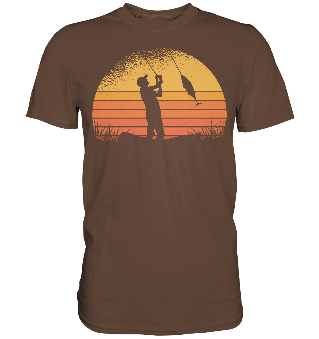 Angler im Sonnenuntergang - Premium Shirt